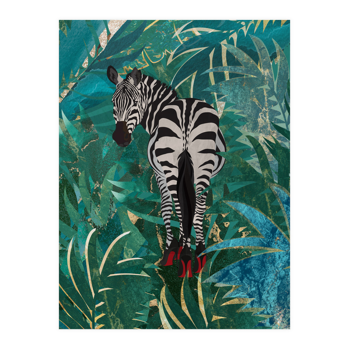 Zebra in the Jungle Heels  (Print Only)
