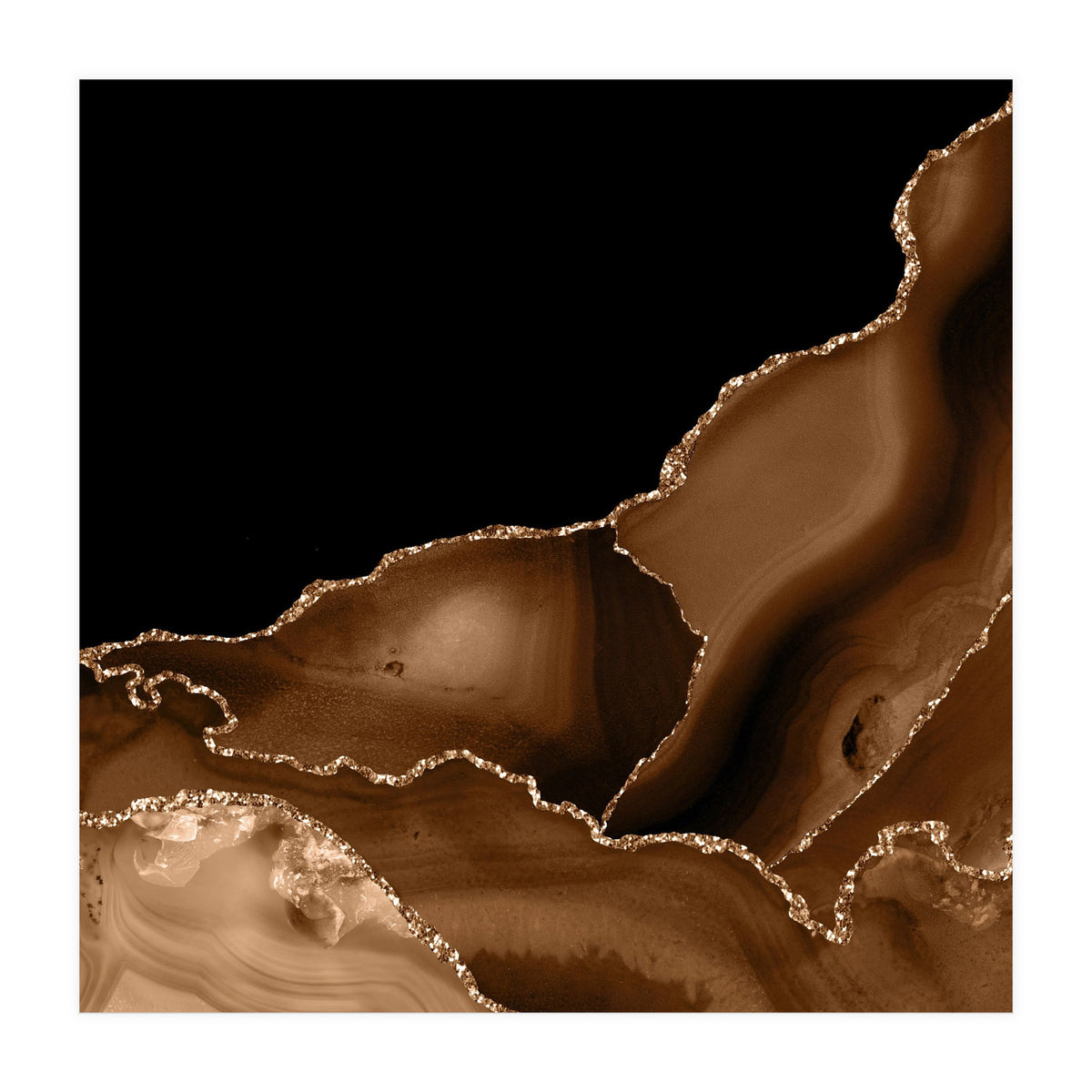 Brown & Gold Agate Texture 03 (Print Only)