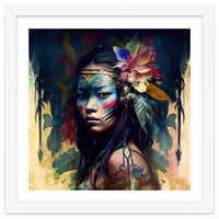 Floral Native Asian Warrior Portrait