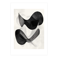 Abstract Black And White Flowing Organic Shapes With Texture (Print Only)