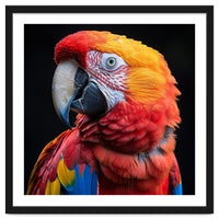 Scarlet Macaw Parrot Close Up Portrait Vivid Colors