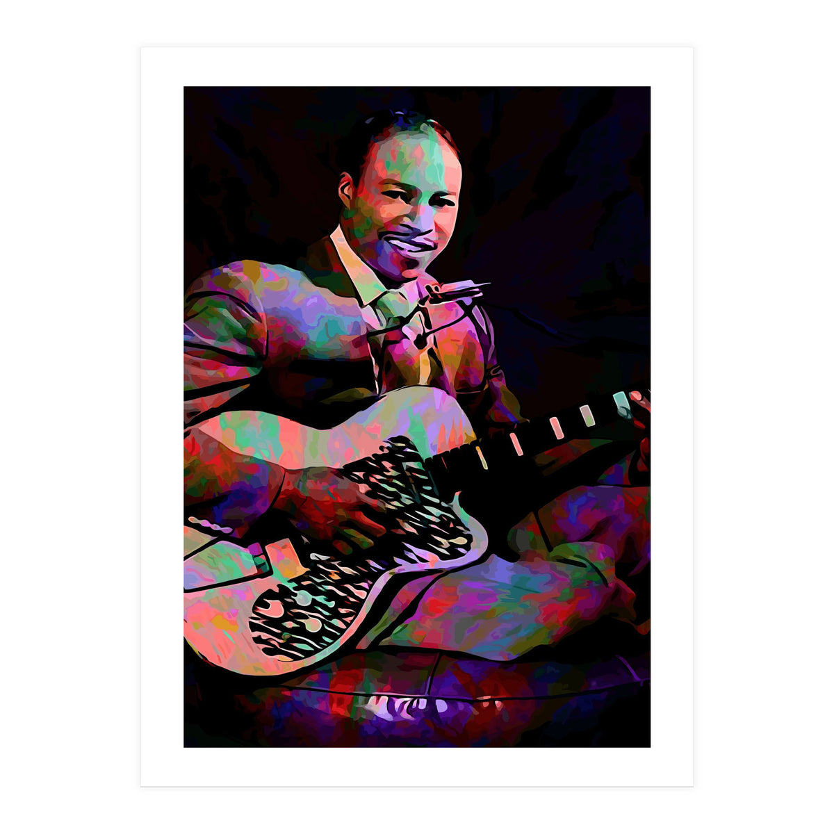 Jimmy Reed American BLues Musician Legend Colorful (Print Only)