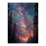 Magical Milky Way Night Sky over Pine Forest Silhouette Art (Print Only) thumbnail