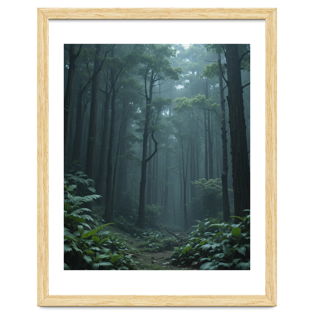 Ethereal Misty Forest in the Rain