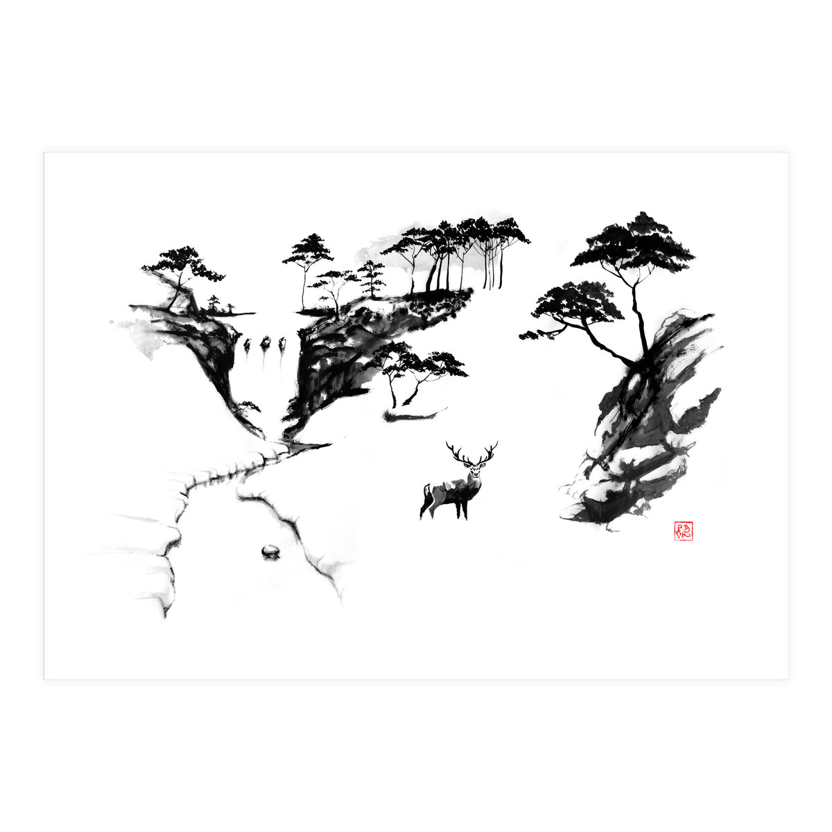 Deer In The Snow (Print Only)