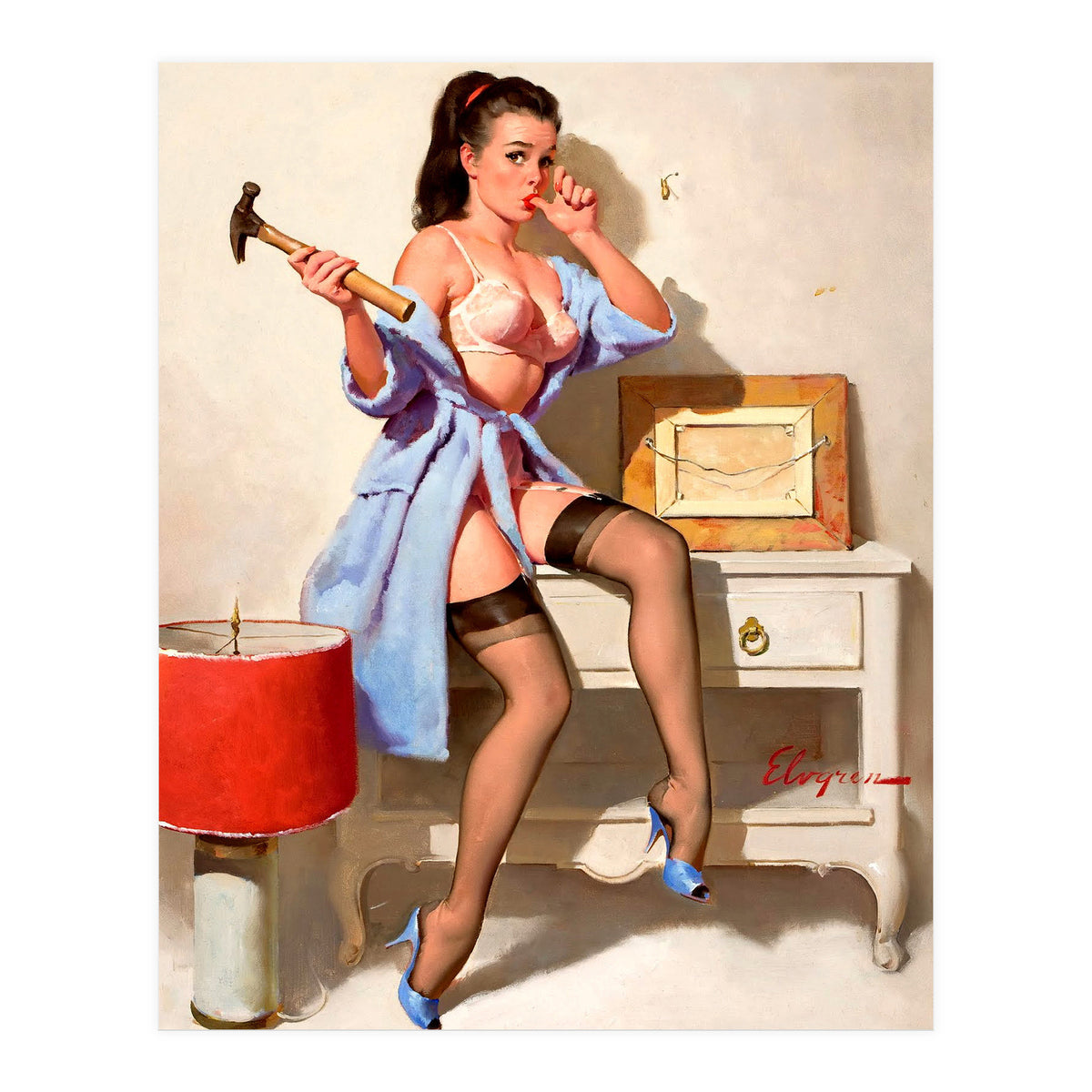 Hot Pinup Girl With A Hammer (Print Only)