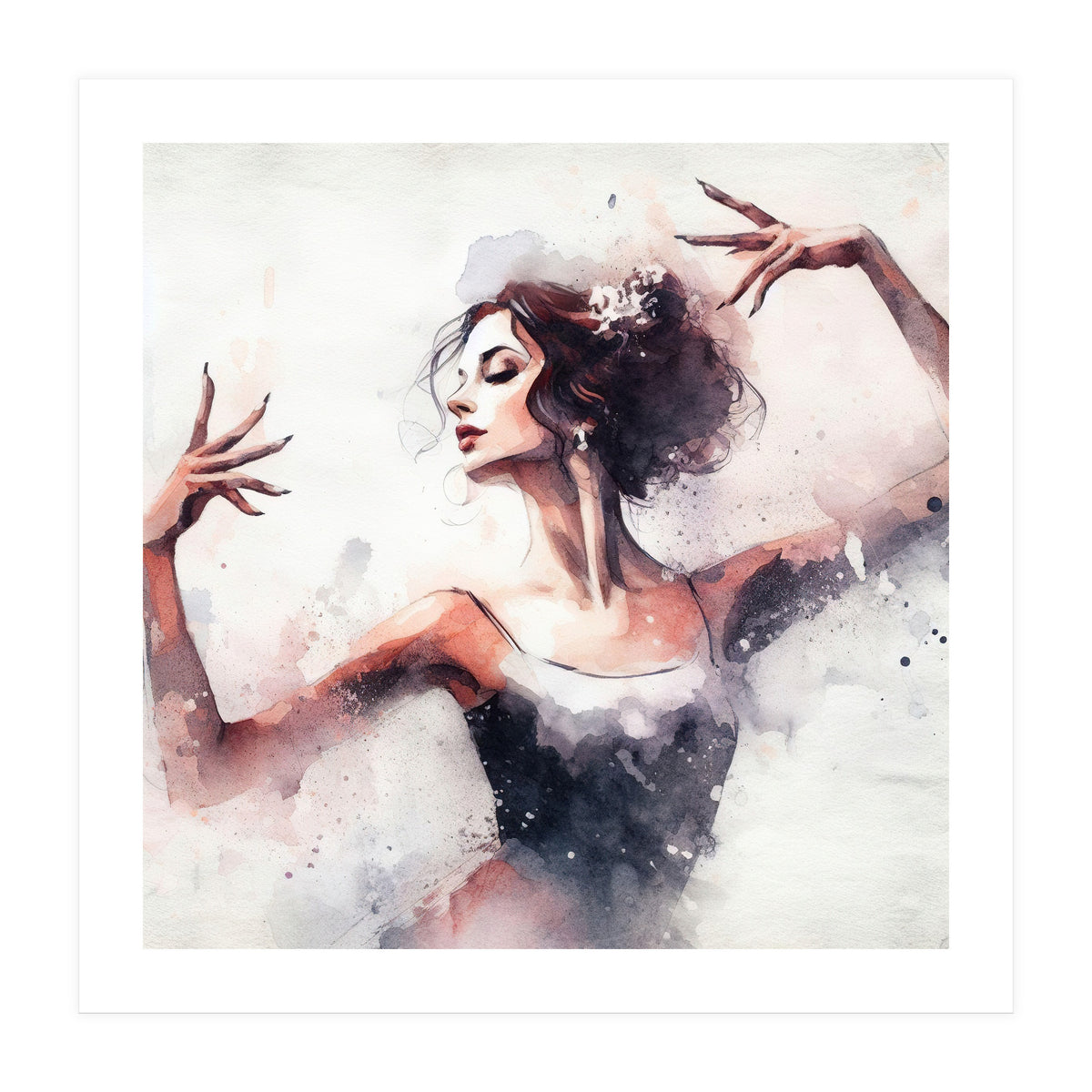 Elegant Ballet Dancer Portrait In Motion (Print Only)