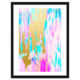 Meraki, Abstract Gold Painting, Colorful Graphic Design, Golden Pink Blue Eclectic Luxe Illustration thumbnail