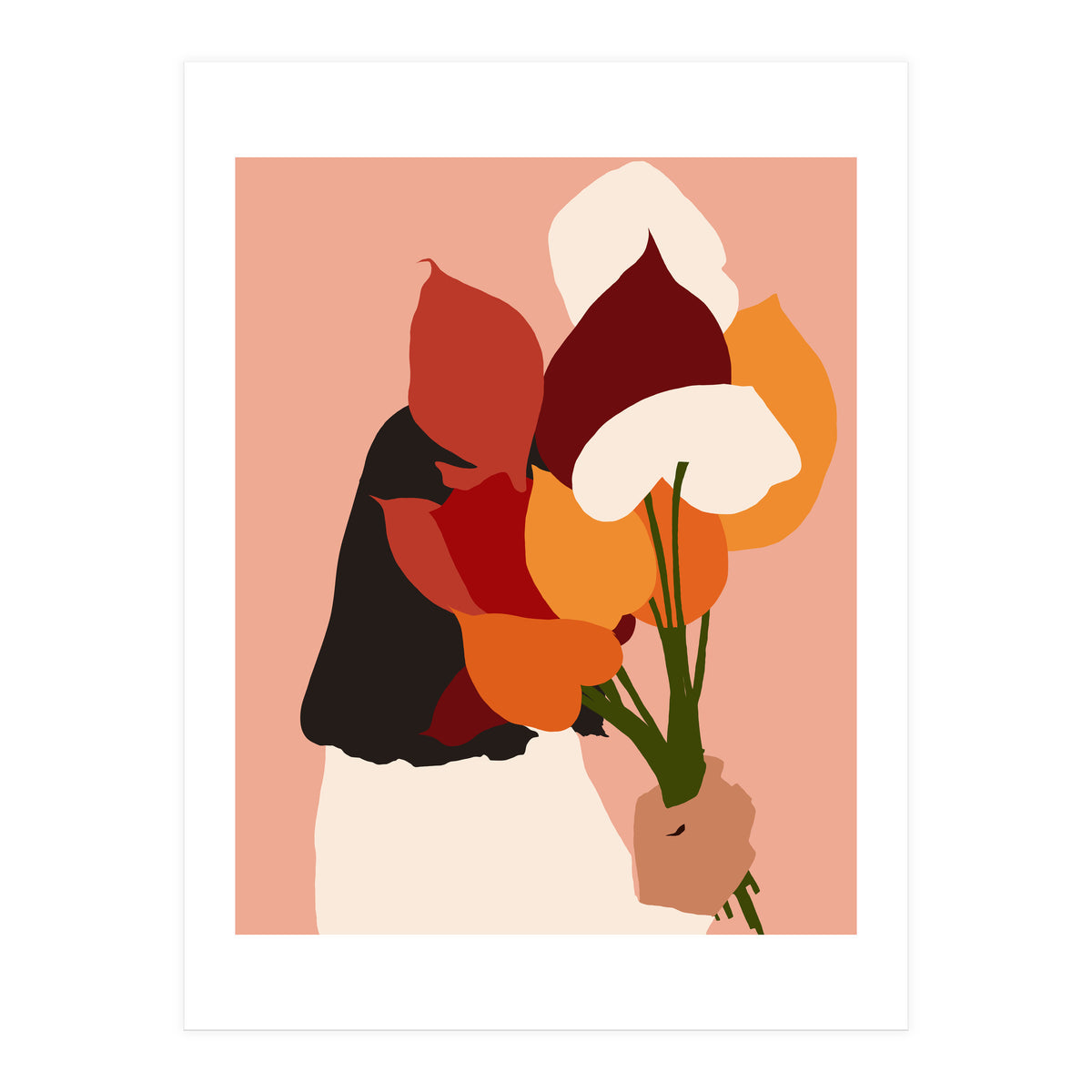 The Comfort Zone, Pastel Bohemian Woman, Floral Self Care Self Love Positivity Growth, Eclectic Boho Concept (Print Only)