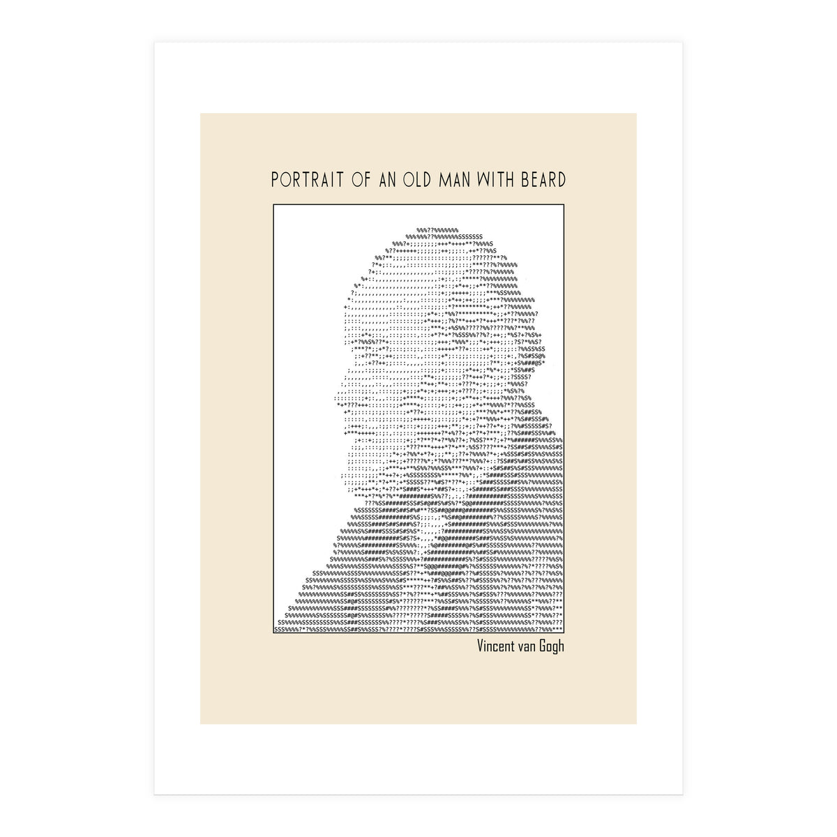 Portrait Of An Old Man With Beard – Ascii Art (vincent Van Gogh) (Print Only)