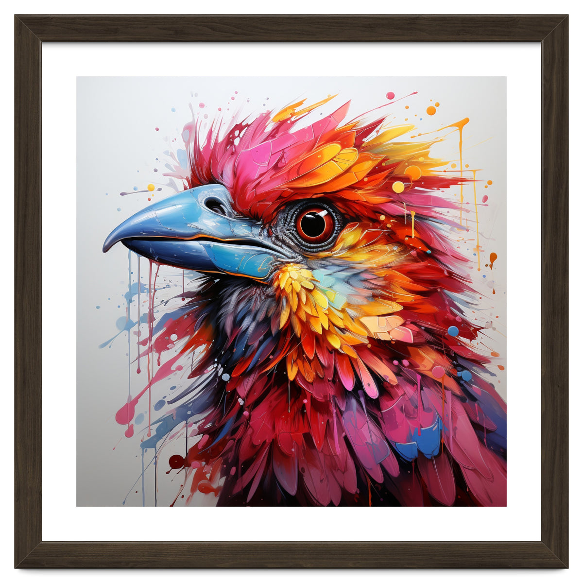 Vibrant Abstract Bird Portrait Watercolor Splash