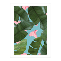 Wild Flower, Tropical Jungle Banana Leaves Botanical, Floral Nature Garden Blush Plants (Print Only)