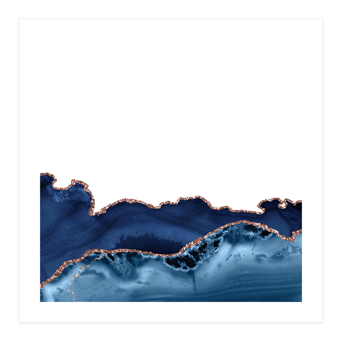 Navy & Rose Gold Agate Texture 26 (Print Only)