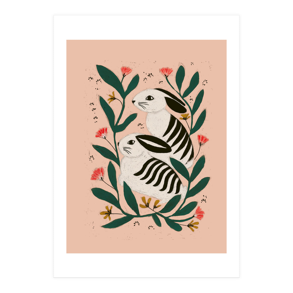 Hares Among Flowers (Print Only)