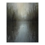 Ethereal Rainy Lake Forest Oil Painting (Print Only) thumbnail