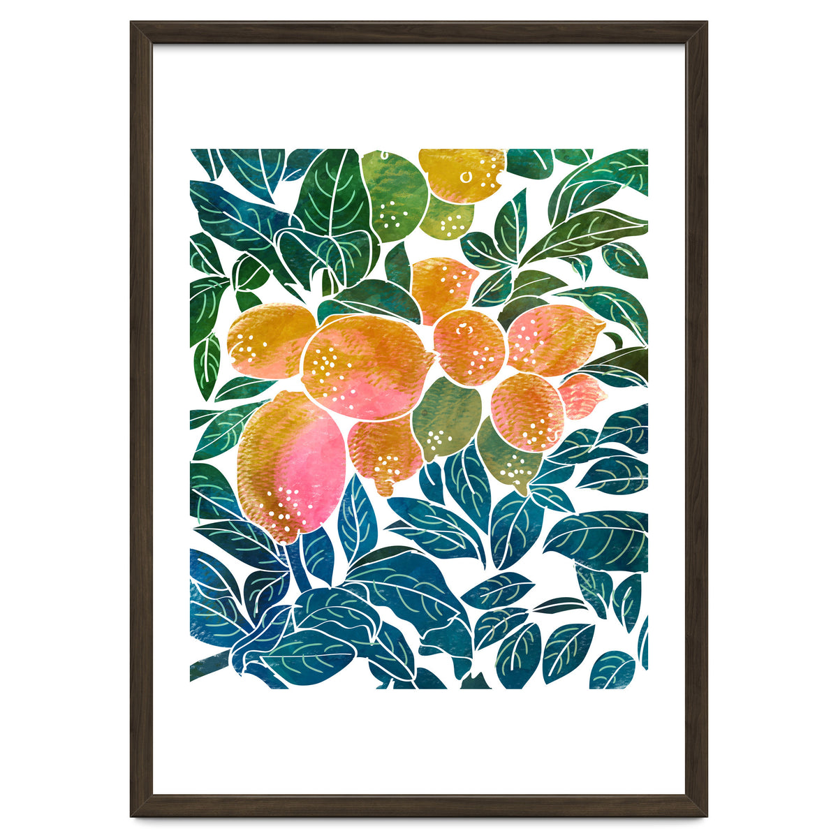 Lemons | Watercolor Modern Boho Botanical Painting | Pastel Summer Jungle Garden Juicy Fresh