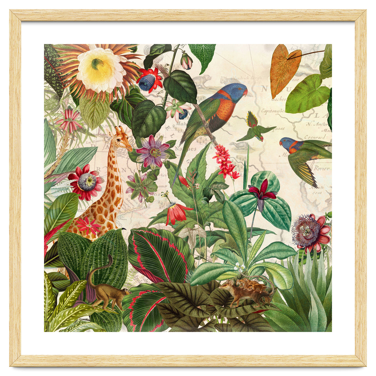 Exotic Lush Jungle And Wild Animals Landscape