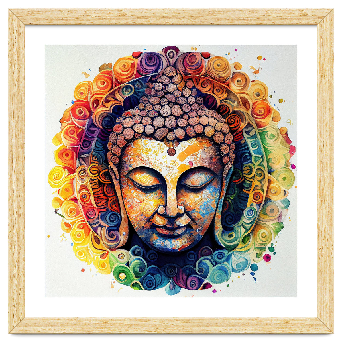 Rainbow Mandala Buddha Portrait