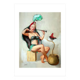 Pinup Sexy Girl Performing A Trick (Print Only) thumbnail