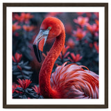 Vibrant Flamingo Portrait With Tropical Foliage thumbnail