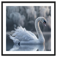 Majestic White Swan Gracefully Floating On Water