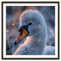 Close Up Frosty Swan Head During Golden Hour