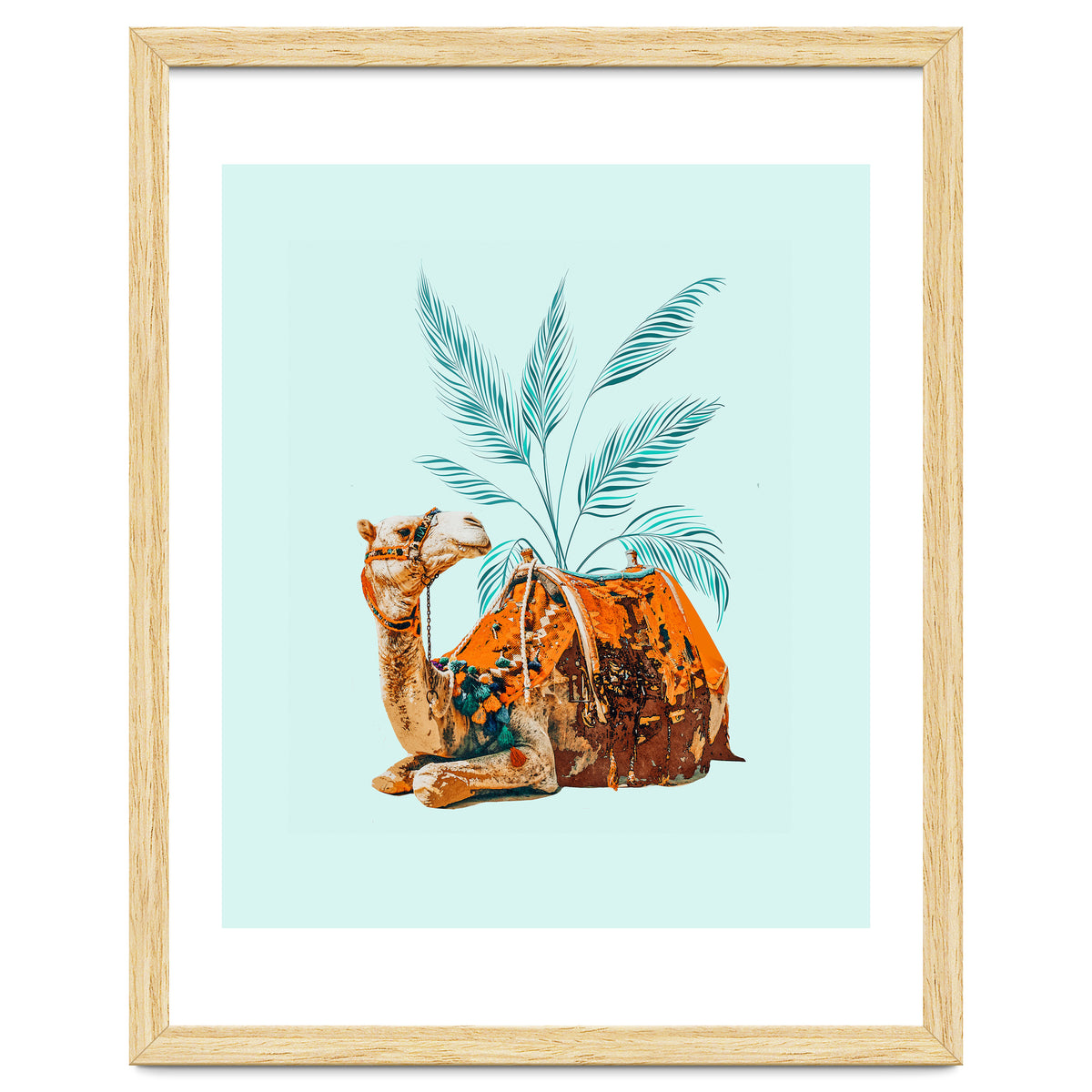 Camel Ride, Modern Bohemian Eclectic Animals, India Culture Travel Palm Desert Painting