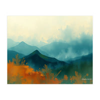 Long Title Misty Blue Mountain Range Landscape (Print Only)