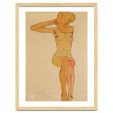 Seated female nude with raised right arm,1910 Gouache,. thumbnail