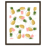 Pineapples & Pine Cones, Eclectic Tropical Nature Illustration, Quirky Fun Fruit Food Graphic Design thumbnail