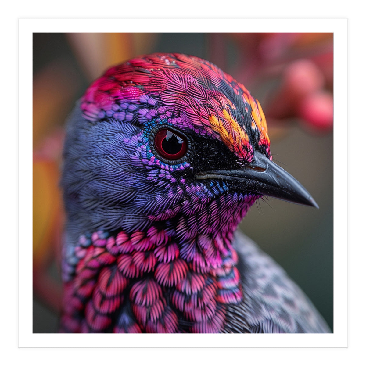 Vibrant Exotic Bird Detailed Feather Close Up (Print Only)