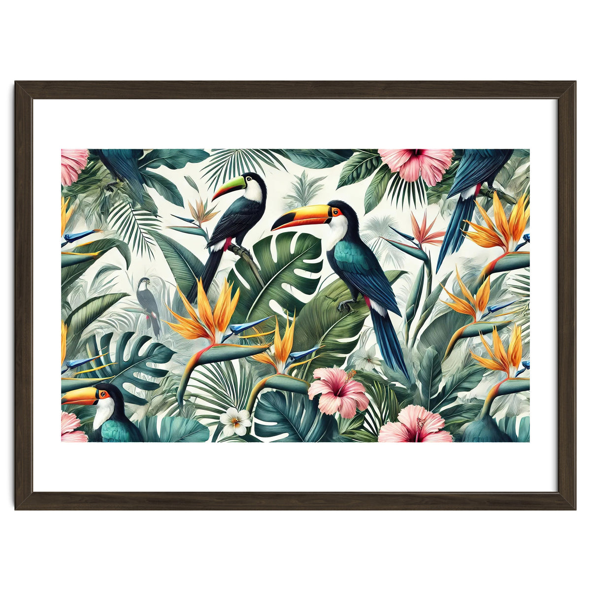 Tropical Toucans in Lush Jungle Foliage