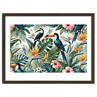 Tropical Toucans in Lush Jungle Foliage