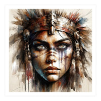 Regal Warrior Woman Watercolor Portrait (Print Only)