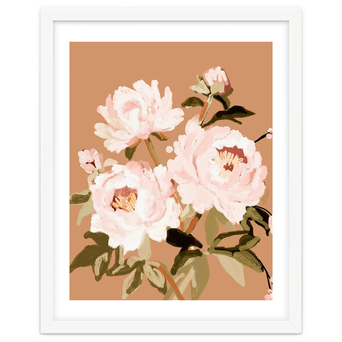 Blush Peony Painting, Floral Wall Art, Neutral Flower Print, Peony Art
