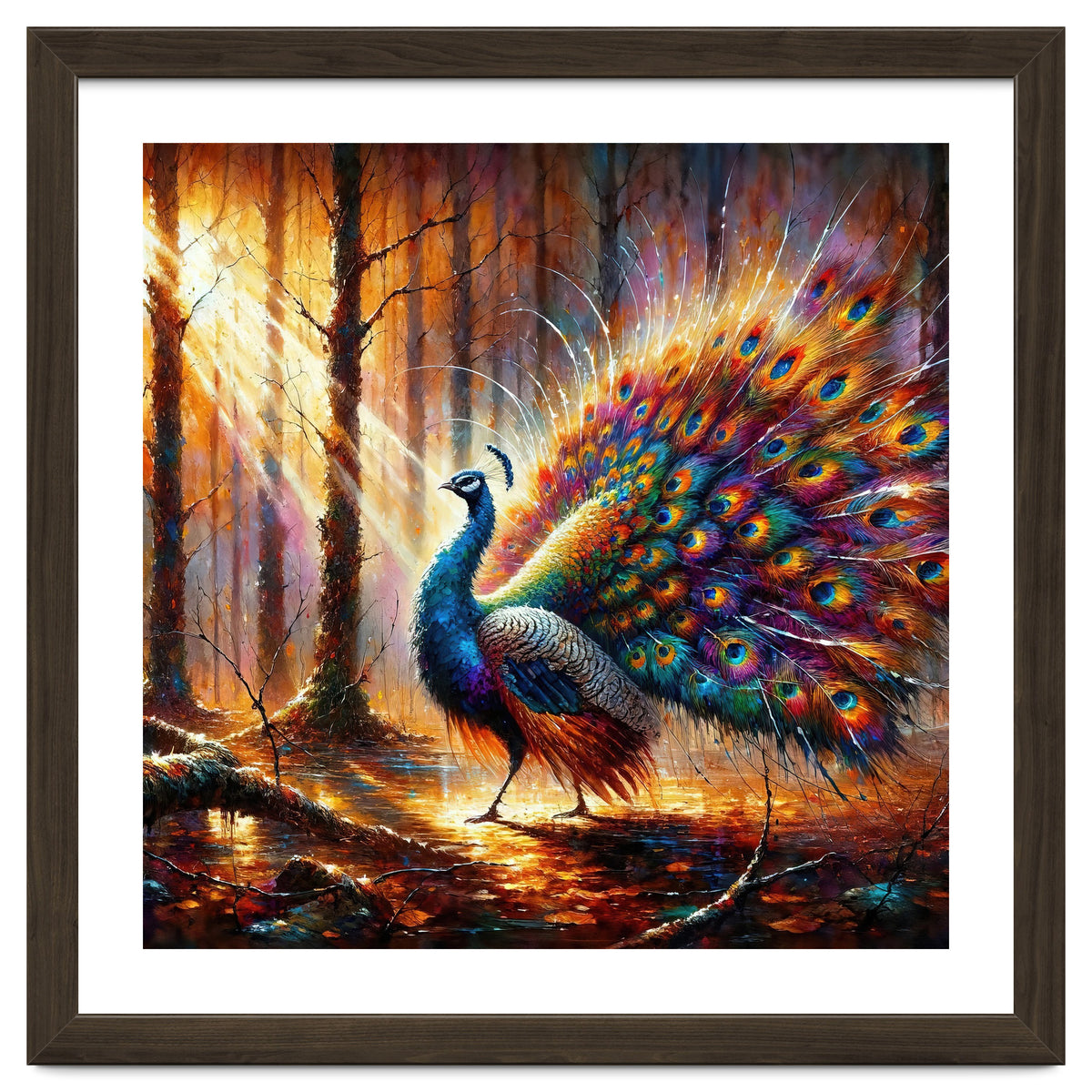 Majestic Peacock In Enchanted Forest