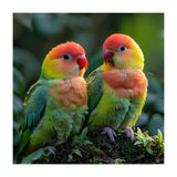 Lovebirds Perched Together On Mossy Branch (Print Only) thumbnail