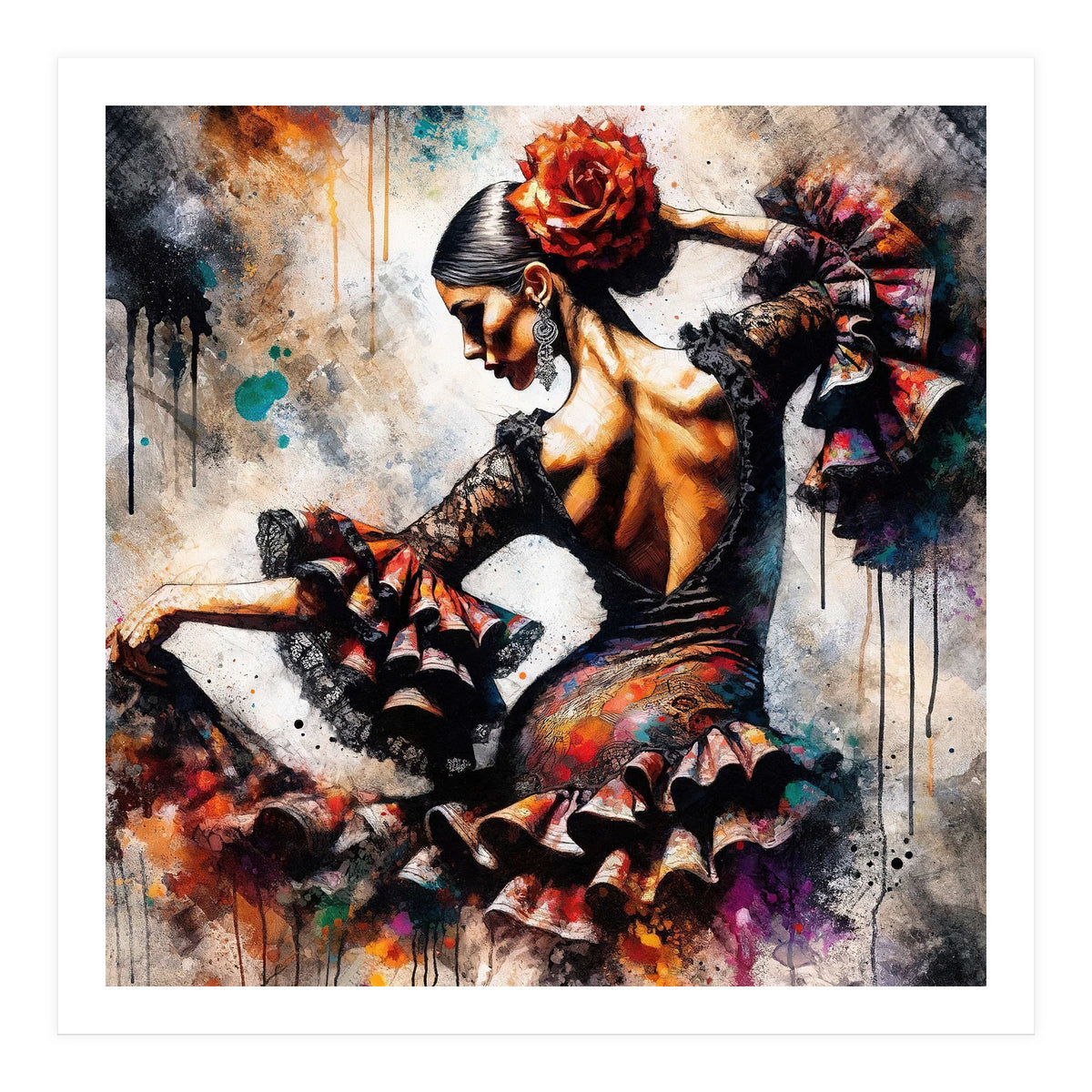 Watercolor Flamenco Dancer #4 (Print Only)
