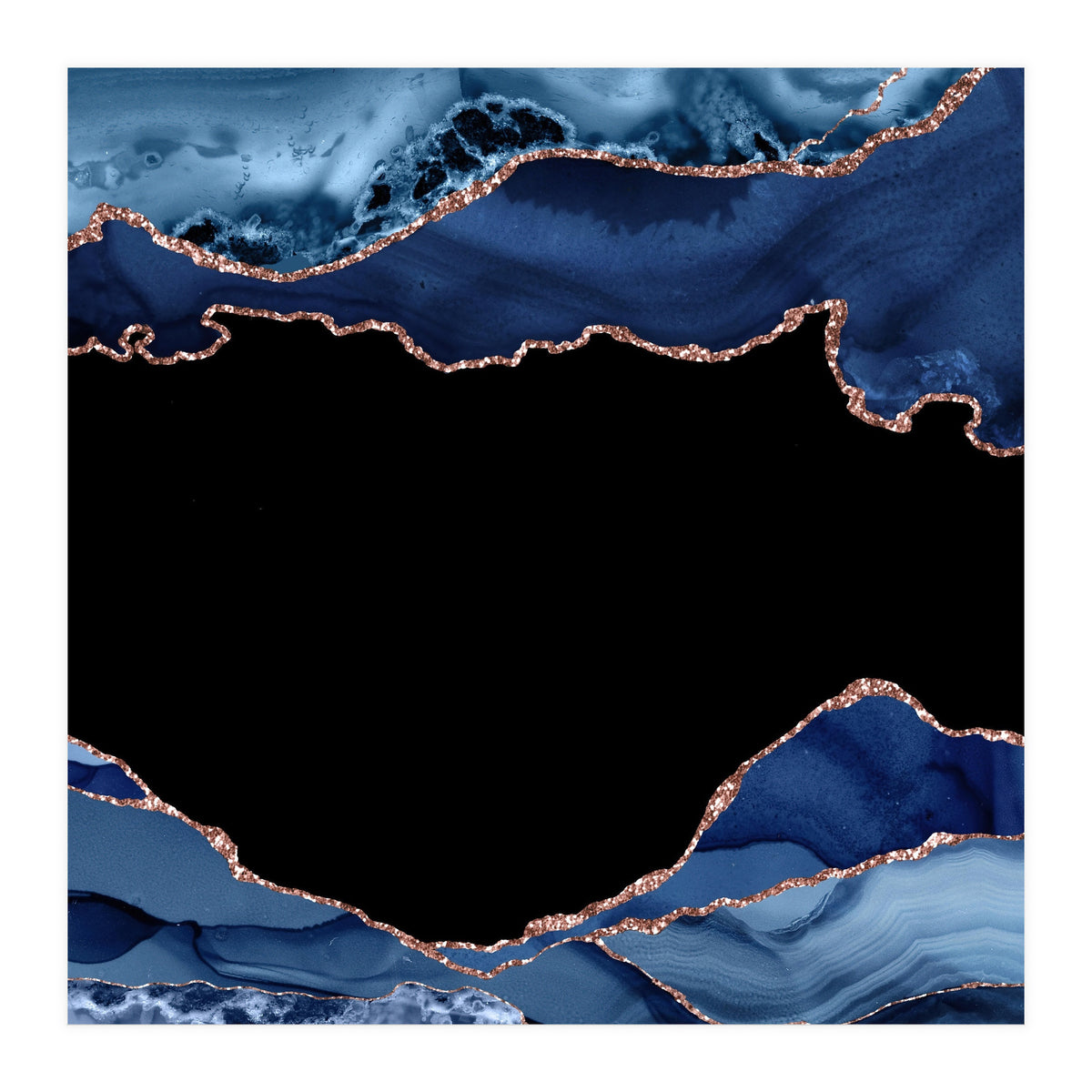 Navy & Rose Gold Agate Texture 18 (Print Only)