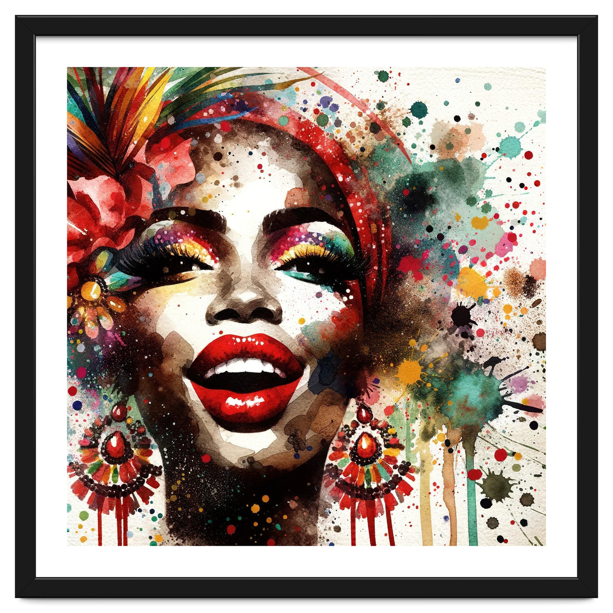 Brazilian Carnival Watercolor Portrait