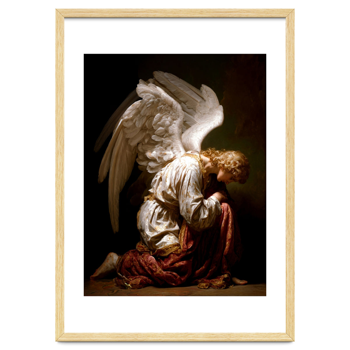Kneeling Down Angel Renaissance inspired Religious Art