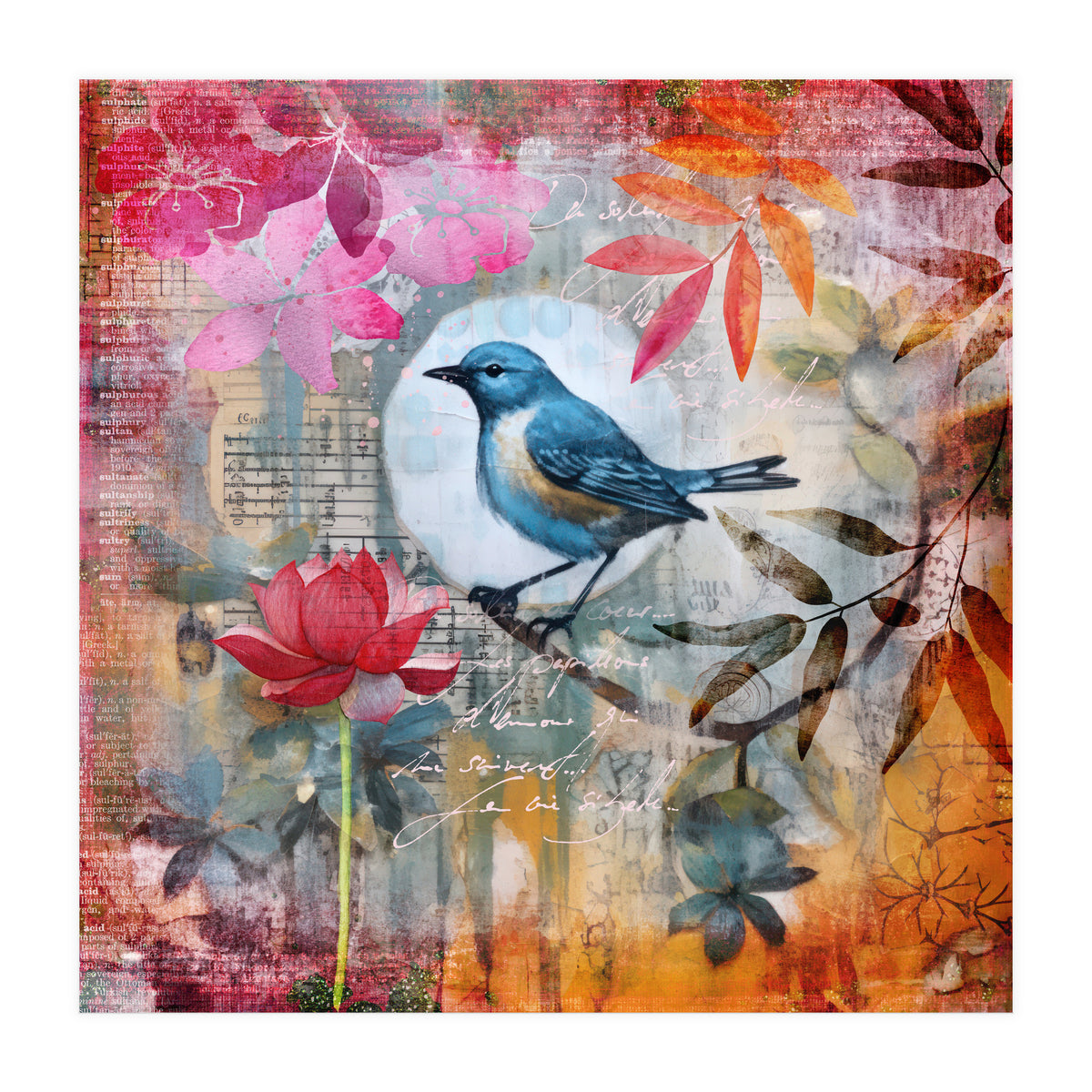 Bird Colorful Collage  (Print Only)
