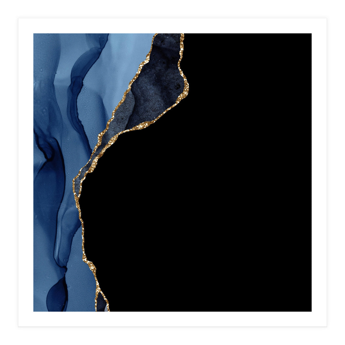 Navy & Gold Agate Texture 09  (Print Only)