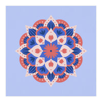 Mandala flower - blue and coral (Print Only)