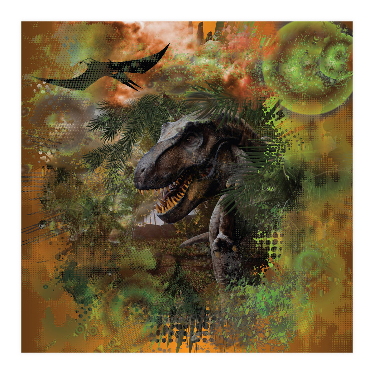 Dinosaur Jurassic T-Rex Collage (Print Only)