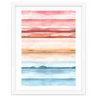 Watercolour Abstract Stripes Red Blue