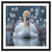 Swan Floating Serene On Calm Water