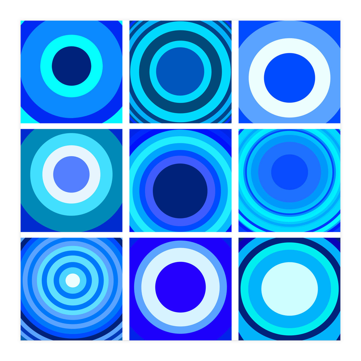 Circles & Rectangles Alt Blue 3 X 3: 4 (Print Only)