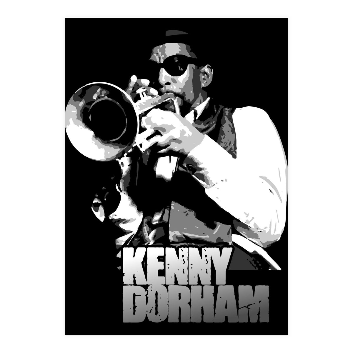 Kenny Dorham Jazz Trumpeter in Grayscale (Print Only)