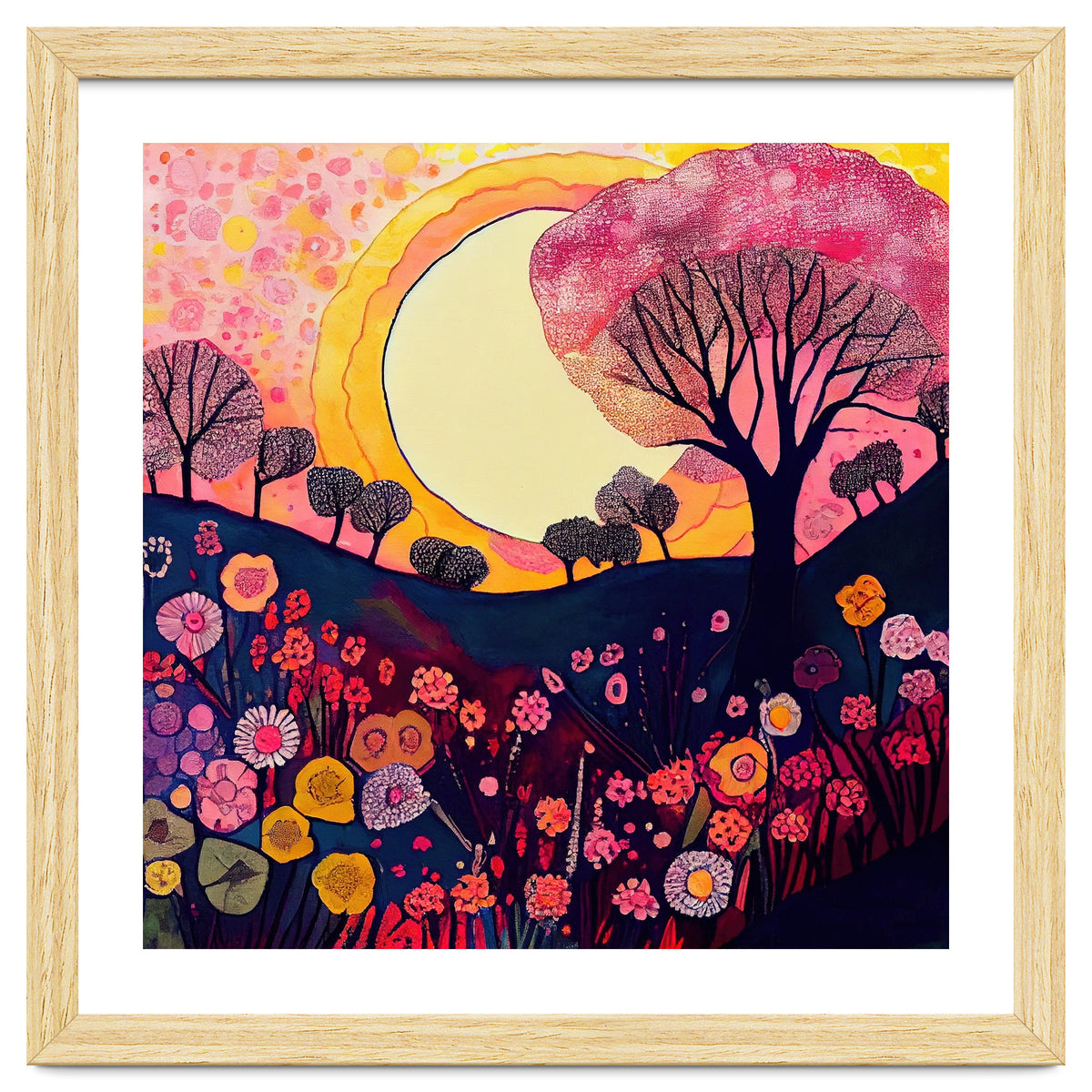 Folk Sunset Over Floral Hills